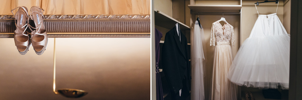 Fotografo Matrimonio Villa Caroli Zanchi L'abito e le scarpe della sposa