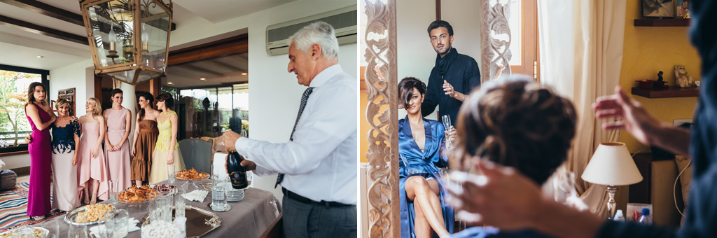 Fotografo Matrimonio Monza Gli invitanti manginao uno spuntino durante la preparazione