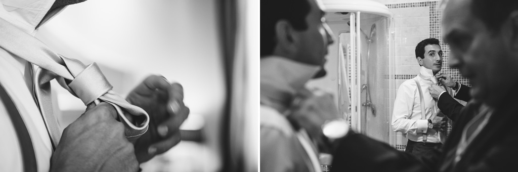 Fotografo Matrimonio Villa Caroli Zanchi I parenti aiutano lo sposo a sistemarsi durante la preparazione