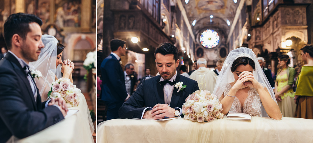 Fotografo Matrimonio Monza I due sposi, Simone e Federica, pregano al cospetto di Dio