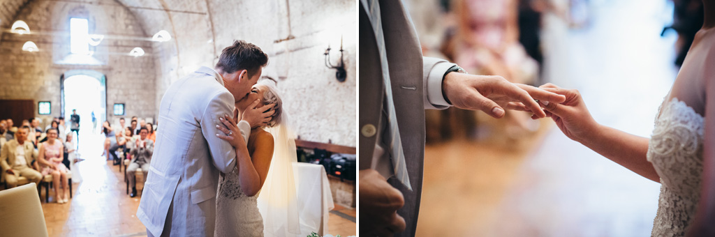 Lo sposo bacia teneramente la sposa