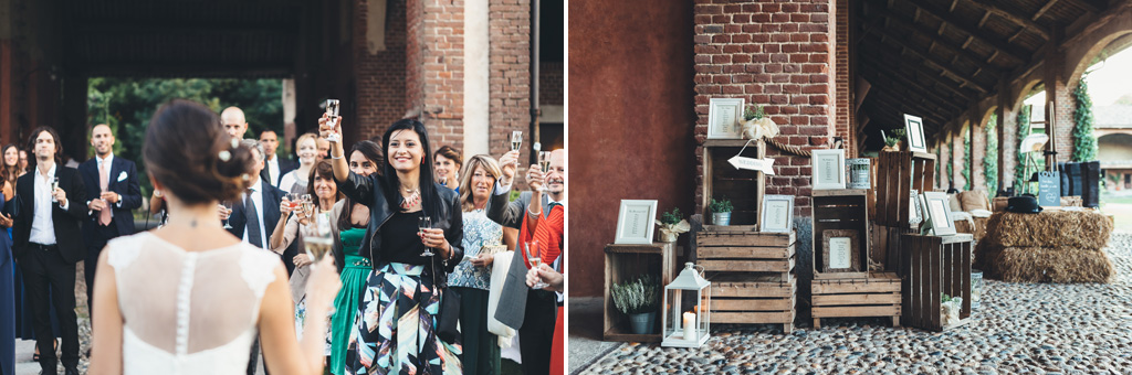 Fotografo Matrimonio Pavia Gli ospiti brindano all'arrivo della sposa Silvia
