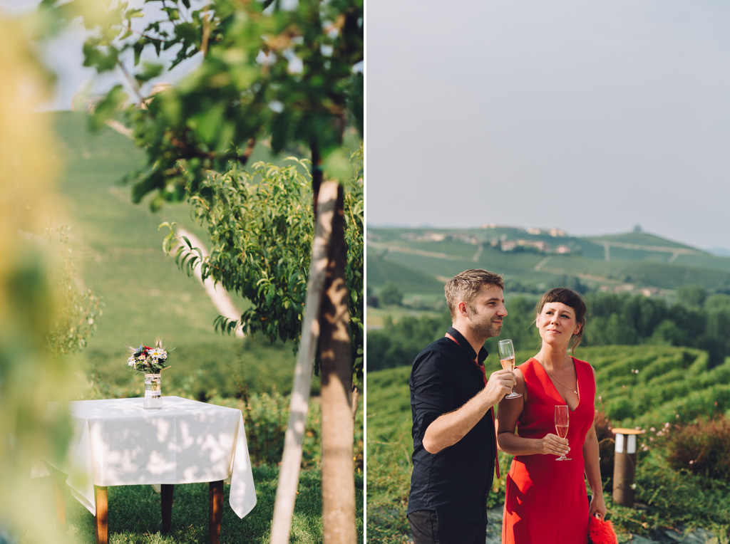 Fotografo Matrimonio Langhe Gli invitati brindano alla nuova coppia unita in matrimonio