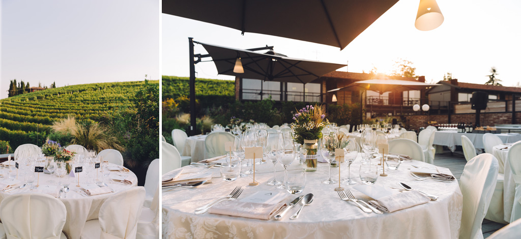 Fotografo Matrimonio Langhe Le tavole apparecchiate per il ricevimento presso le Langhe