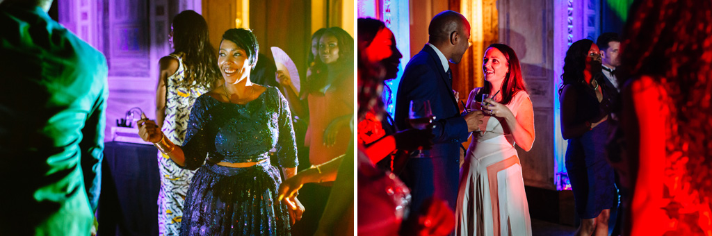 Fotografo Matrimonio Villa Erba Gli invitati si scatenano in pista tra luci colorate e danze presso Villa Erba a Como