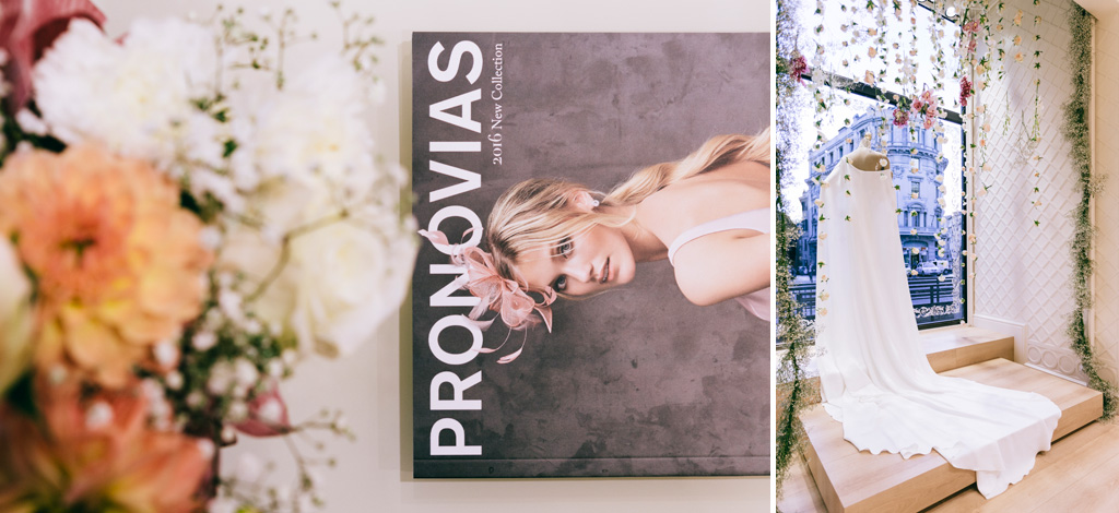 Inaugurazione Store Pronovias Il dettaglio di un libro che presenta gli abiti da sposa Pronovias