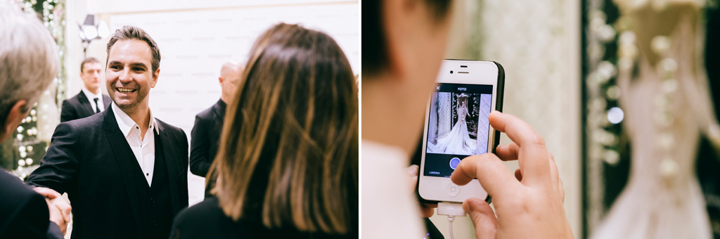 Inaugurazione Store Pronovias Gli invitati scattano fotografie agli abiti da sposa eccezionali firmati Pronovias