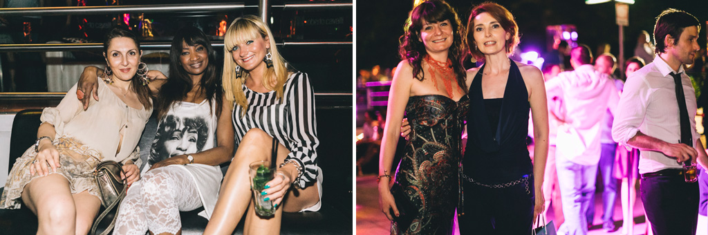 Evento Just Cavalli Gli invitati posano divertiti per il fotografo