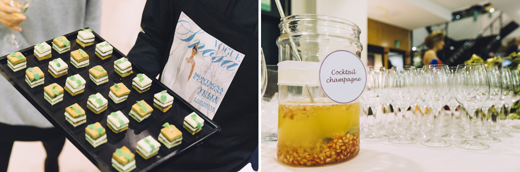 I dolci e i cockails offerto durante l'evento Vogue Sposa nei pressi della gioielleria Damiani