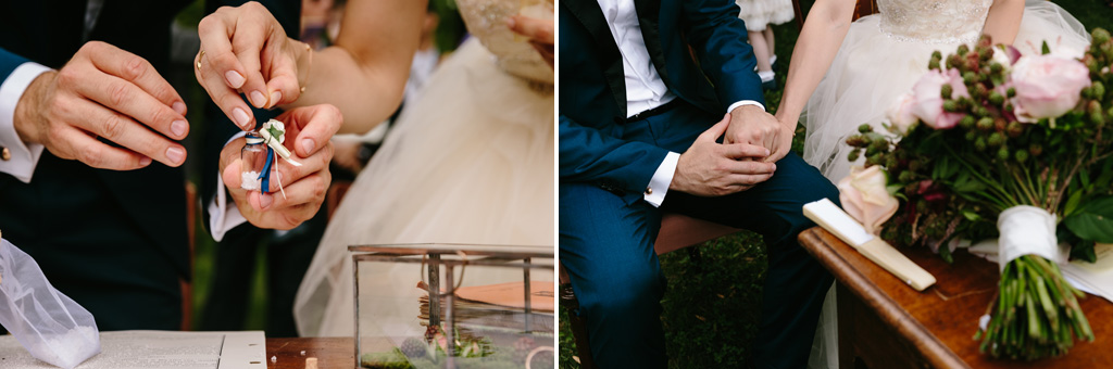 Fotografo Matrimonio Convento Dell'Annunciata Medole Gli sposi si tengono per mano durante la cerimonia