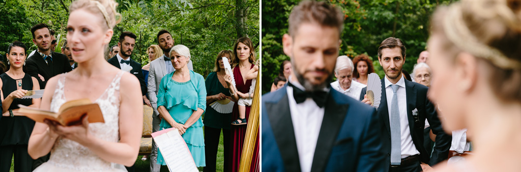 Fotografo Matrimonio Convento Dell'Annunciata Medole Invitati e testimoni osservano gli sposi mentre pronunciano le loro promesse