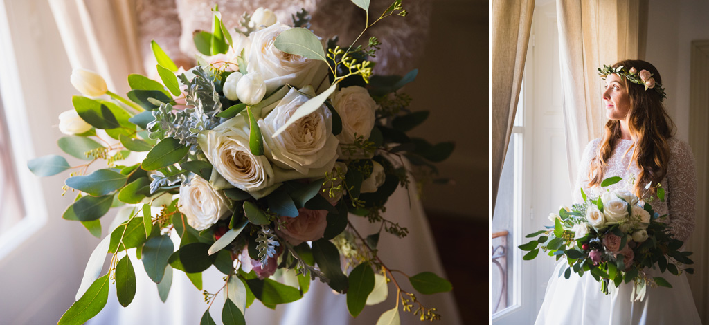Wedding Photographer Como Lake Ritratto della sposa con il suo bouquet di fiori