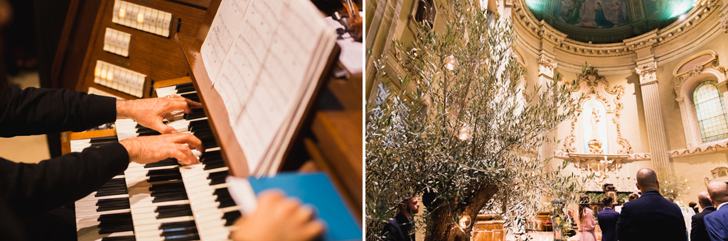 Wedding Photographer Como Lake La musica dell'organo durante la cerimonia nella chiesa del Collegio Gallio di Como