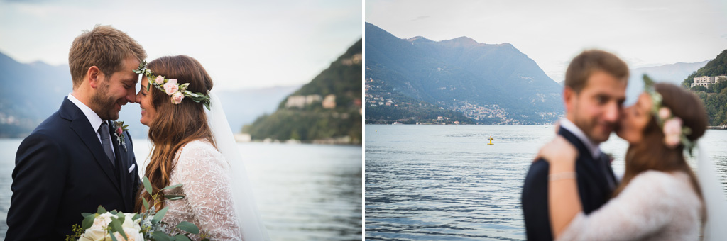 Wedding Photographer Como Lake Foto di coppia sulla terrazza vista lago