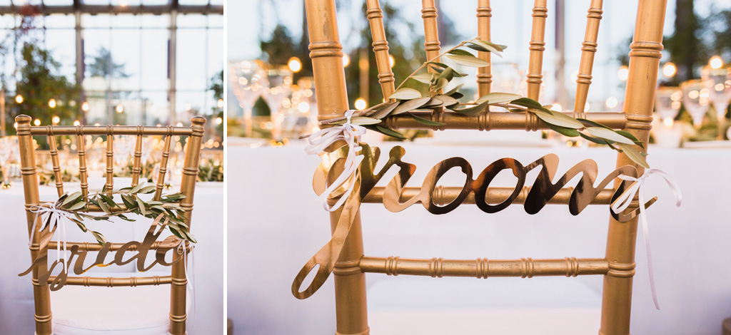 Wedding Photographer Como Lake Le sedie dorate degli sposi con ramoscelli di ulivo