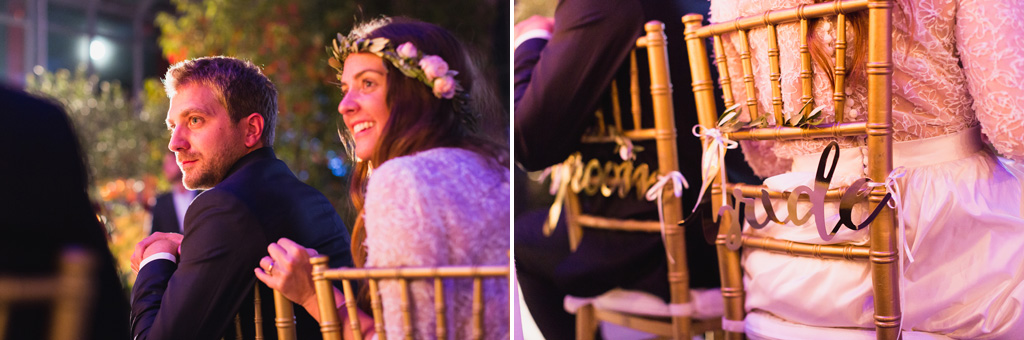 Wedding Photographer Como Lake Gli sposi sorridenti sulle loro sedie dorate