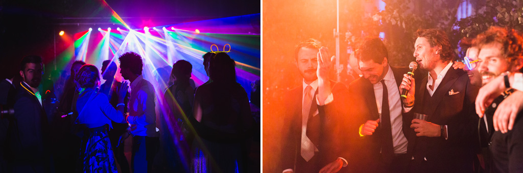 Wedding Photographer Como Lake Ospiti divertiti durante i balli nella sala del ricevimento alle serre Rattiflora sul Lago di Como