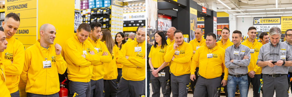 Fotografo Evento Milano Ottimax San Giuliano Milanese Lo staff di ottimax è emozionato durante l'inaugurazione