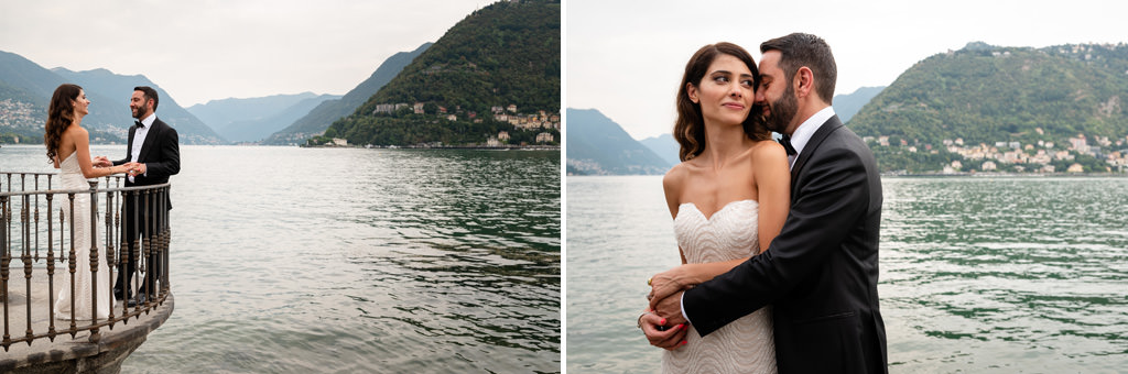 Fotografo Matrimonio Lago di Como Hilton Villa Parravicini Revel Ritratto di Shahram e Samin sul Lago di Como