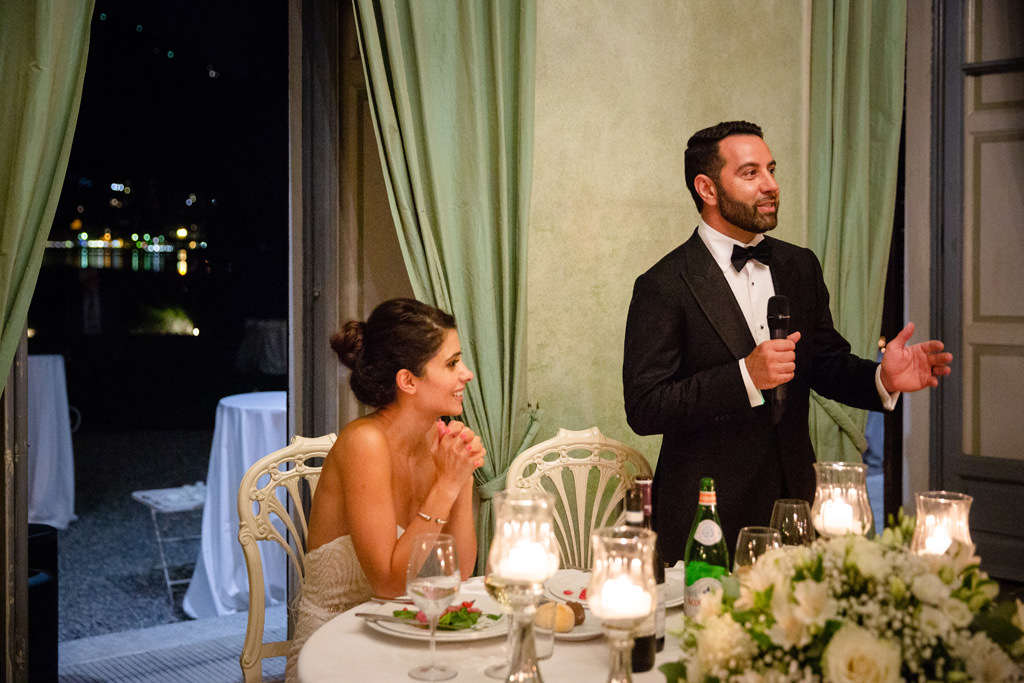 Fotografo Matrimonio Lago di Como Hilton Villa Parravicini Revel Il discorso dello sposo a Villa Revel Parravicini sul Lago di Como