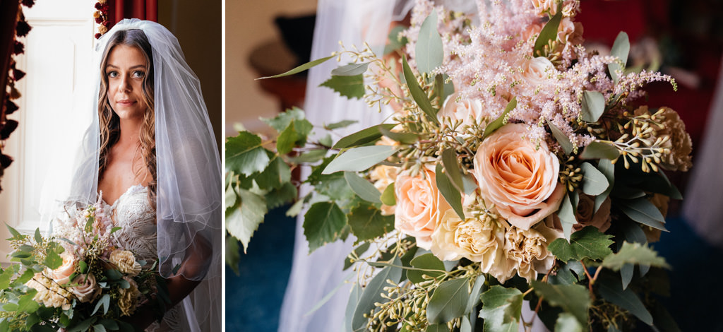 Wedding Photographer Como Lake Villa Pizzo Villa d'Este Ritratto di Indigo con il suo bouquet di fiori