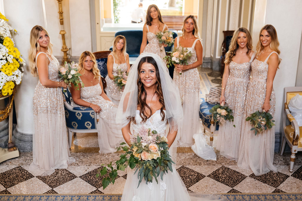 Wedding Photographer Como Lake Villa Pizzo Villa d'Este La sposa e le sue damigelle a Villa D'Este