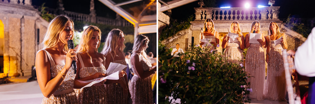 Wedding Photographer Como Lake Villa Pizzo Villa d'Este I discorsi delle damigelle durante il ricevimento