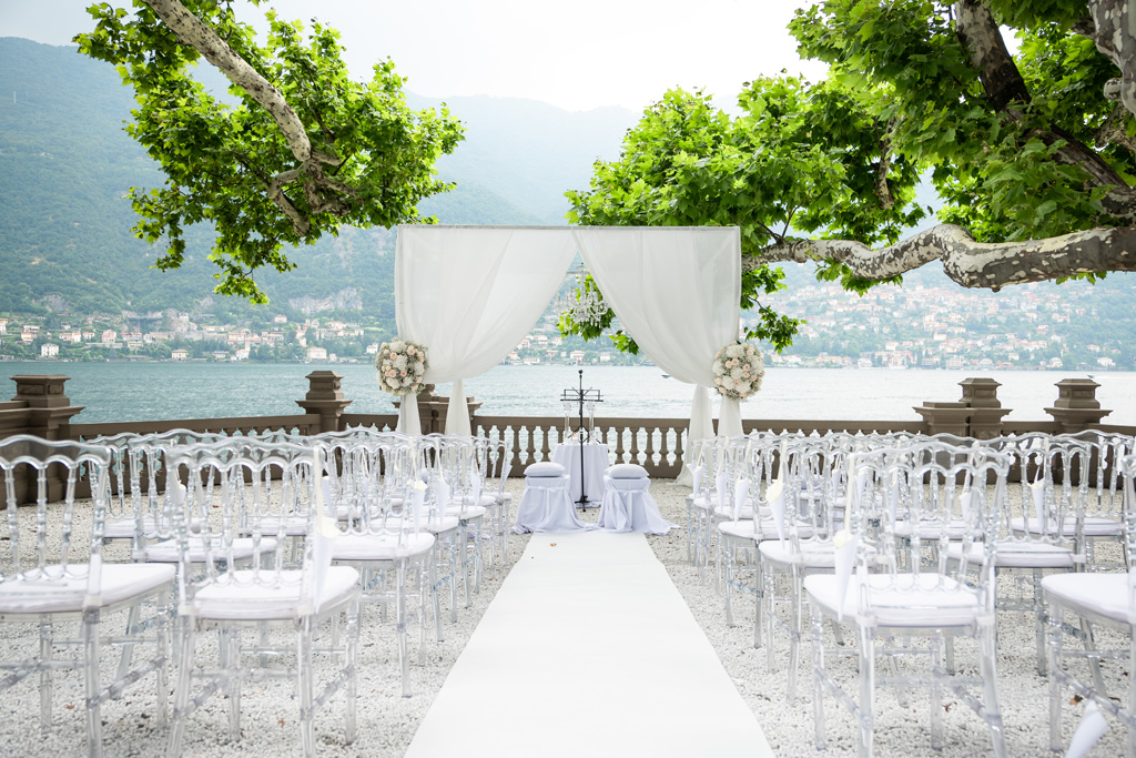 Fotografo Matrimonio Lago di Como Casta Diva Mandarin La terrazza della cerimonia al Mandarin Oriental Resort sul Lago di Como