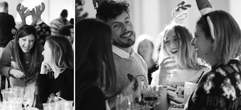 Fotografo Evento Milano Cena Aziendale Filologico Pandora Gli invitati s'intrattengono in chiacchiere durante la cena natalizia organizzata da Pandora