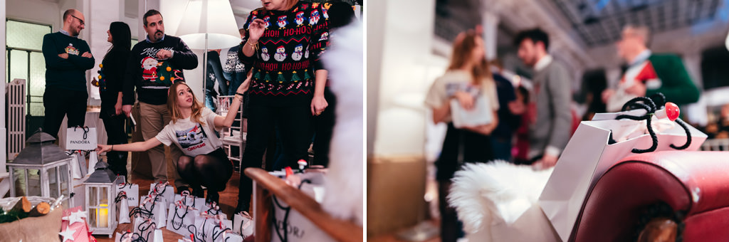 Fotografo Evento Milano Cena Aziendale Filologico Pandora Gli invitati festeggiano con i regali