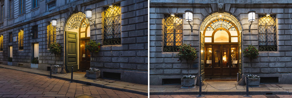 Fotografie esterne dell'antico ristorante milanese Boecc ripreso da Alessandro Della Savia