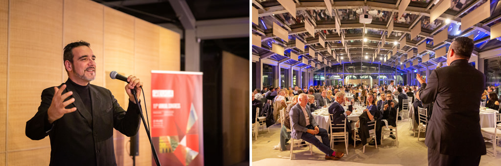 Fotografo Cena Aziendale Milano EUGA Villa Necchi Campiglio Un invitato enuncia