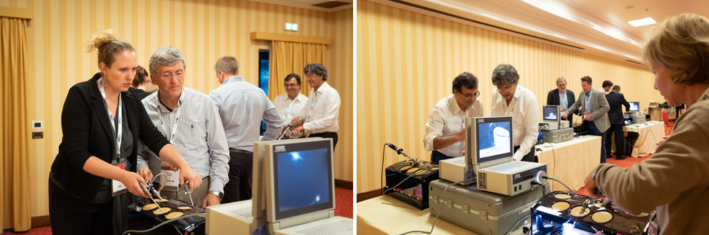 Fotografo Congresso Conferenza Milano EUGA Marriott Hotel Gli invitati provano alcuni macchinari sofisticati