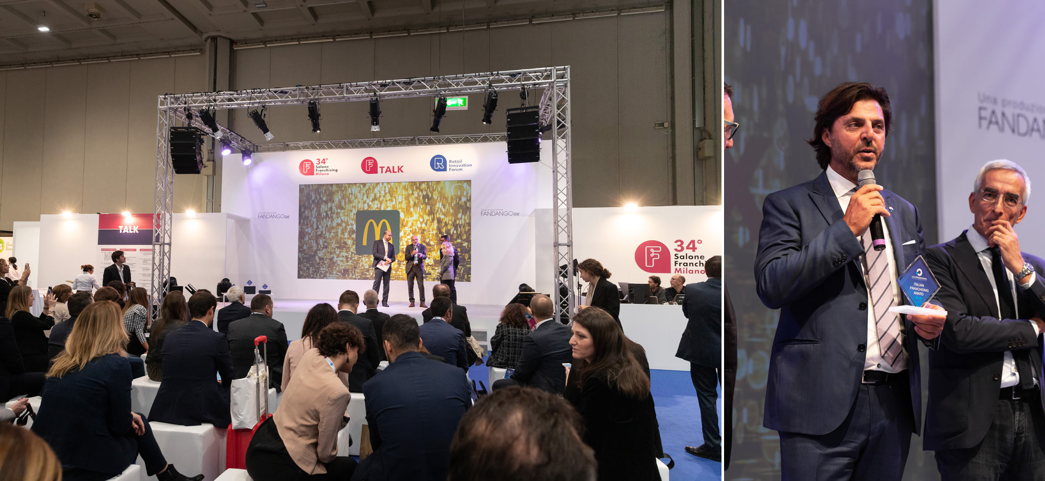 Fotografo Eventi Esclusivi Aziendali Fiera Milano Assofranchisin Il vincitore espone un discorso motivazionale