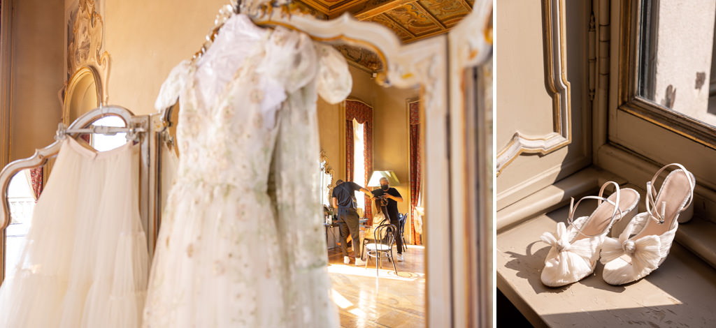 Una sposa che si prepara a Villa Erba