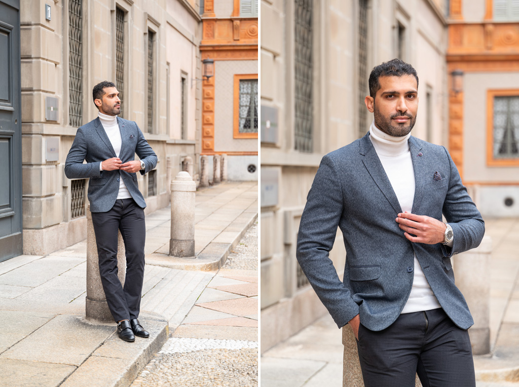 Un ragazzo con giacca elegante