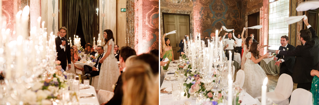 Due sposi in una sala imperiale a Villa Erba