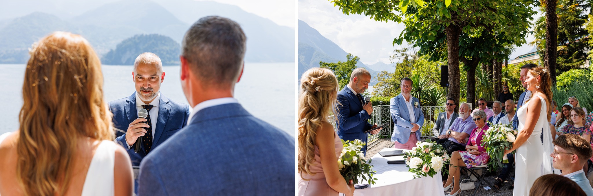 Destination Wedding Photographer Como Lake Scene della cerimonia del matrimonio sul lago di Como