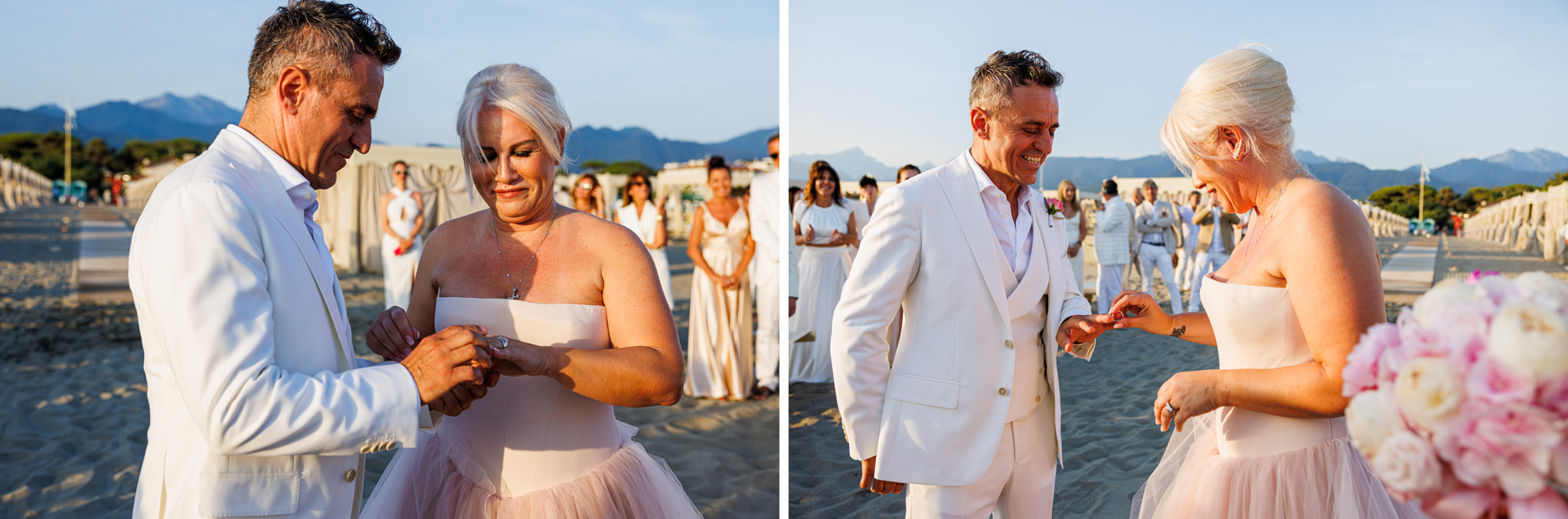 Destination Wedding Tuscany una coppia di sposi che si scambiano le fedi il giorno del loro matrimonio
