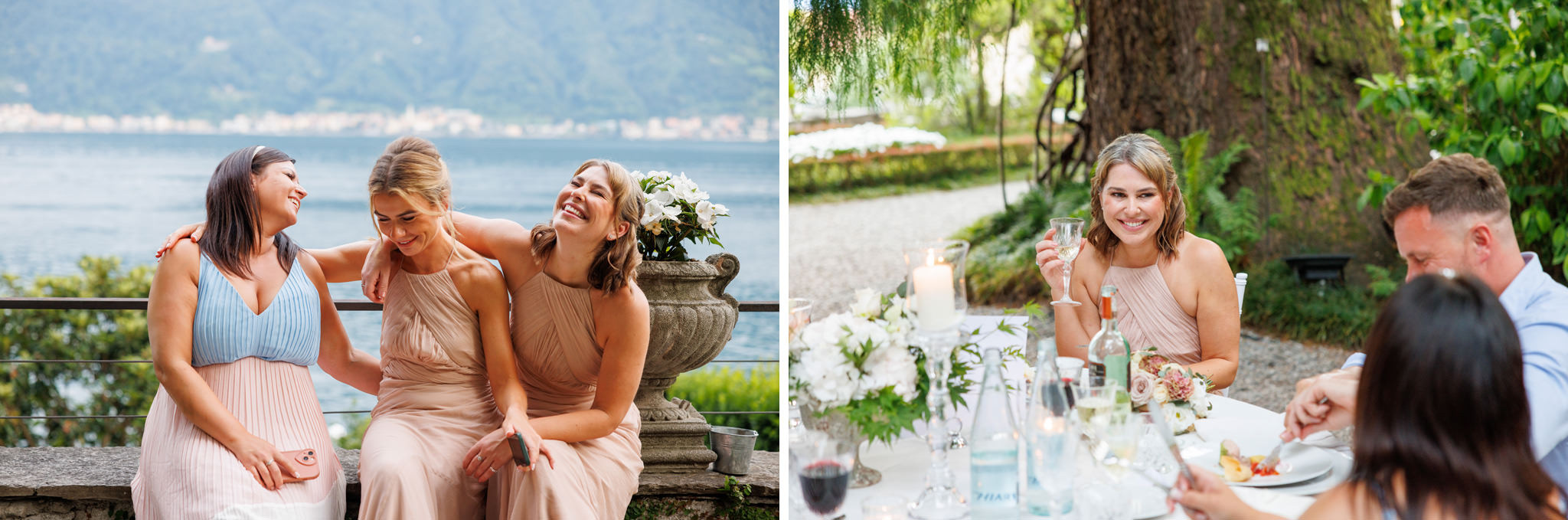 Destination Wedding Photographer Como Gli invitati ad un matrimonio che si divertono sul lago di Como
