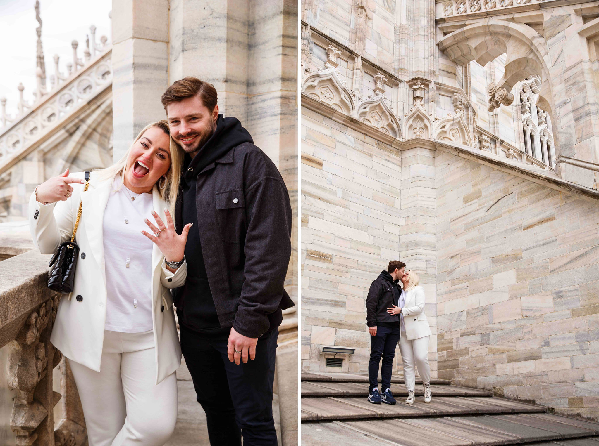 Ritratto di Coppia felice sopra al duomo di Milano
