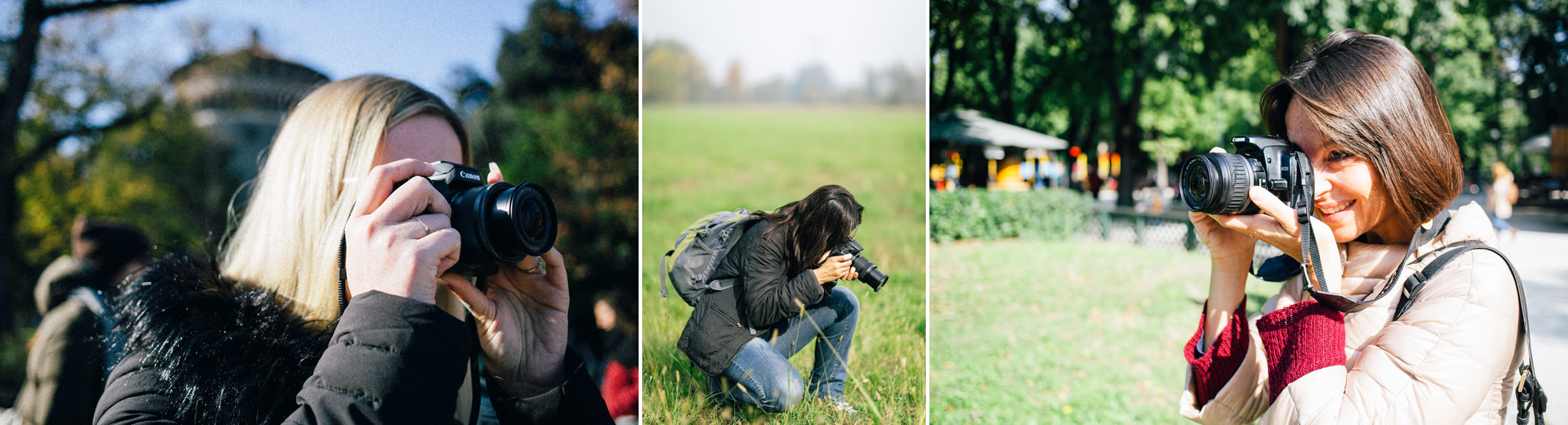 studenti delle lezioni di fotografia all'aperto