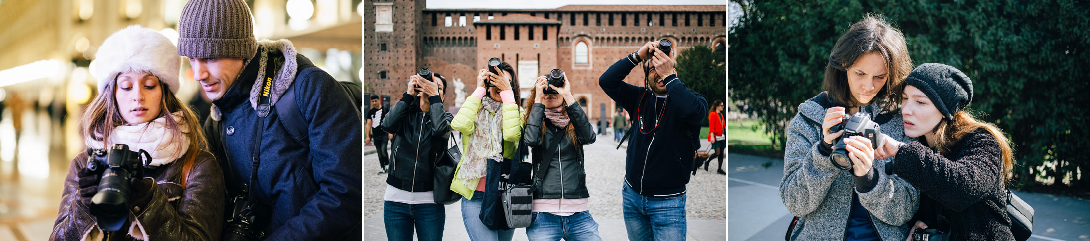 pratica del corso avanzato di fotografia all'aperto a Milano